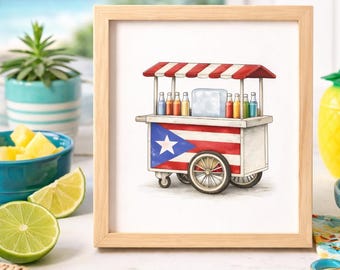 Puerto Rico Piragua Cart Print | Boricua Kitchen Decor (Digital Download)