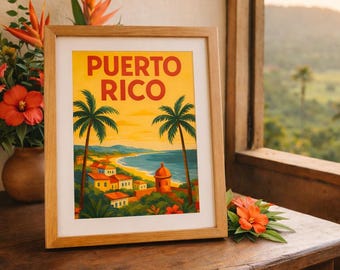 Puerto Rico Coastal Art Digital Download | Tropical Wall Art | Caribbean Landscape (8x10, 11x14, 16x20)