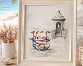 Puerto Rico Piragua Art Print | Old San Juan Illustration (Digital Download)