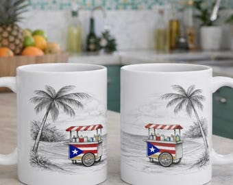 Puerto Rico Piragua Cart Mug | Tropical Island Coffee Cup