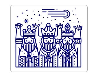 Three Wise Kings Sticker, Nativity Epiphany Decal, 2x2 & 3x3 Kiss-Cut, Christian Holiday Sticker, Magi Illustration