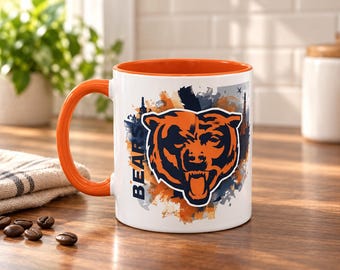 Personalized Chicago Football Mug, Custom Name & Number Coffee Cup, Football Fan Gift