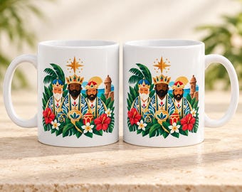 Puerto Rican Three Kings Mug, Reyes Magos Coffee Cup, Dia de Reyes Christmas Gift