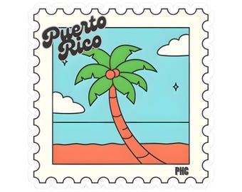Puerto Rico Palm Tree Kiss-Cut Sticker,  Tropical Beach Travel Decal,  Palmas Sticker