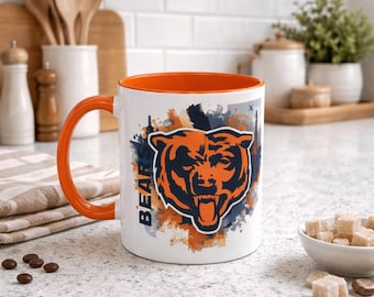 Personalized Chicago Bears Coffee Mug, Custom Name & Number (#00)  ,  11/15oz Accent Mug