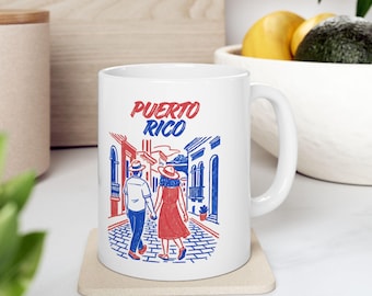 Puerto Rico Retro Street Scene Ceramic Coffee Mug