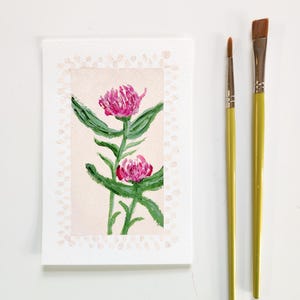 Pretty Little Baby - Wild Clover with Checker Border - Original Acrylic Art Piece Modern Art Unique Gift