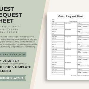 Hoja de solicitud minimalista para huéspedes / Hotel, Airbnb (Plantilla editable de Canva)