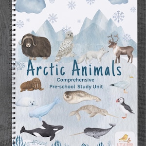 Estudio de la unidad de animales árticos Materiales de aprendizaje para la educación en el hogar Actividades educativas para preescolar Unidad imprimible de animales árticos de invierno
