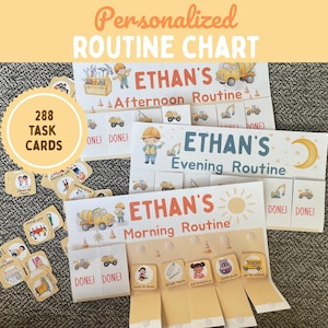 Construcción de rotafolios de rutina personalizados Gráfico visible diario personalizable Gráfico de rutina matutina y vespertina para niños Gráfico de tareas para niños pequeños