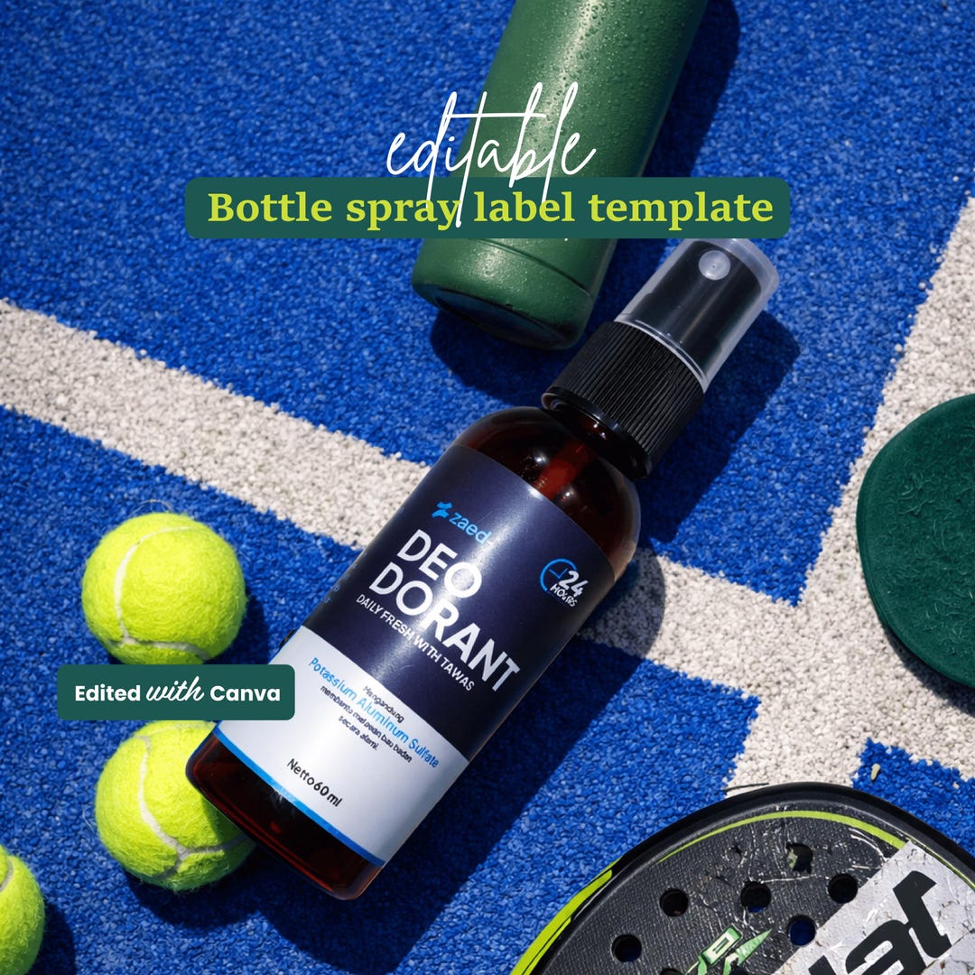 Editable Spray Bottle Label Template for Cosmetic or Cleaning Products ...