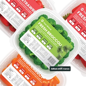 Editable Vegetable & Fruit Packaging Label Template for Small Food Businesses | Instant Canva Download