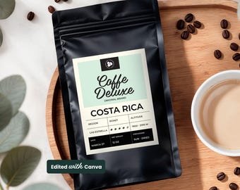 Coffee Packaging Label Template Editable in Canva and Ready to Print in Two Sizes