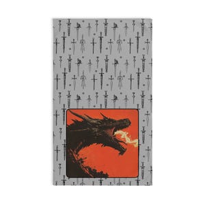 Fantasy Dragon Hand Towel,  Dragon-fire Kitchen Towel, Gift for Fantasy Lover, Medieval Decor, Geeky Bath Towel, House of Dragons, 4th wing