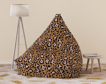 Funda para sillón puf con estampado de leopardo rosa y marrón / Estampado animal, acento bohemio