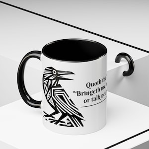 Gothic Raven Coffee Mug, Quoth the Raven,  Mug for Book Lover, Coffee Cups for Writers, Edgar Allen Poe Quote, booktoc, gift for poet