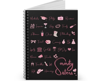 Notitieboekje Sorority Sisters, roze, zwart, College Journal