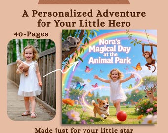 Personalized Kids Storybook from Photo | Animal Safari Adventure Book | Custom Baby Name Book | Toddler Gift | Keepsake Gift