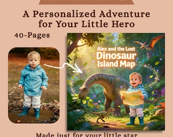 Personalized Dinosaur Story Book for Kids from Photo | Custom Name Baby Storybook | Toddler Gift | Grandchildren Keepsake Gift