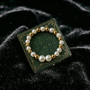 Vintage Japanese Pearl Ring, Genuine Akoya Pearl K18 Gold Plated Band, Satin Silk Texture Wave Ring