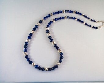 Lapis  Lazuli Bead and Sterling Bead Necklace