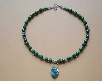 Jade/Moss Agate/Sterling Silver Necklace