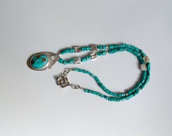 Collar de plata de ley y turquesa