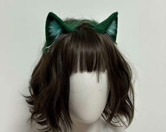Handmade Green Cat Ears, Small Anime Style Clip/Headband Cosplay, The Apothecary Diaries, 5cm