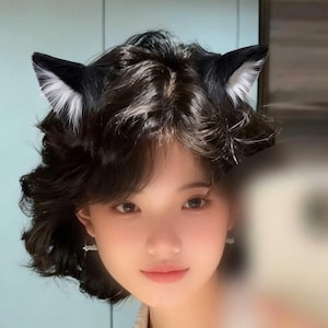 Handmade Black Cat Ears, Furry Cosplay with Wire,7.3cm