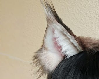 Realistic Cat Ears Headband, Brown Black Gradient, Slim Sharp Cosplay Accessory, 8cm