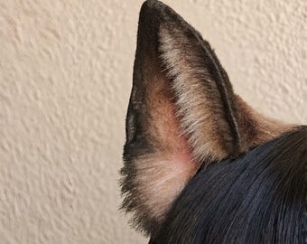 Handmade Realistic German Shepherd Dog Ears Headband, Cosplay Animal Ears, Brown Black,9cm