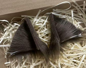 Handmade Brown Cat Ears, Anime Style Cosplay Animal Ear Clips/Headband, 6cm