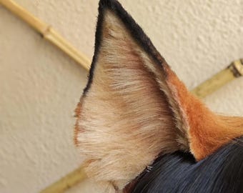 Handmade Slim Red Fox Ears Headband, Realistic Animal Cosplay Accessory, 9cm