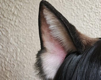 Handmade German Shepherd Ears, Brown Black Gradient Dog Ear Headband, Realistic Cosplay Ears, 9cm