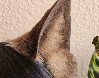 Handgemachte Braun Gelb Wolf Ohren, Realistische Kleine Hunde Ohr Stirnband Cosplay, 9 cm