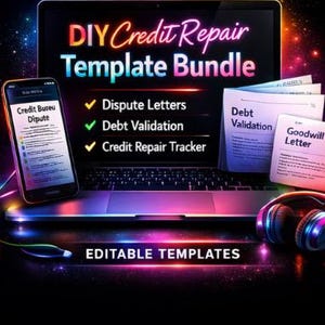 Plantillas de reparación de crédito DIY: Cartas de disputa, validación de deuda (Descarga digital)