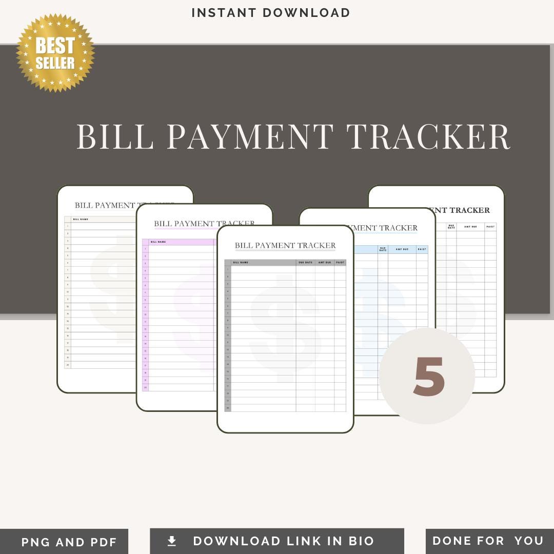 Bill Pay Off Checklist.pdf Bill Payment Tracker PDF PNG Monthly Bill Checklist Finance Organizer ...