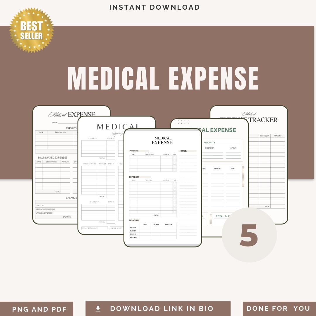 Medical Expense Tracker PDF PNG | Health Cost Organizer | Healthcare ...