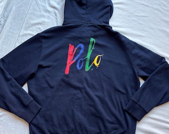 Vintage 00s Polo Ralph Lauren Bear Hoodie Full Zip Youth Boy Girl