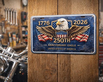 Benutzerdefinierte Adler-Nummernschild, 250-jähriges Jubiläum Dekor von American Eagle, Vintage American Eagle-Schild, Garage Man Cave-Wandkunst