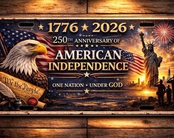 Feiern 250 Jahre amerikanischer Freiheit Nummernschild 1776-2026 Patriotic Decor, USA Adler Geschenk zum Unabhängigkeitstag