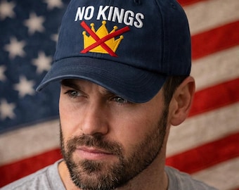 Keine Könige bestickter Hut, Anti-Monarchismus-Kappe, Freiheit Vaterländischer Vaterhut, durchgestrichene Krone, politische Statement-Kappe