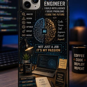 AI Engineer Phone Case, I Build Intelligence I Code the Future, Machine Learning Developer Gift, AI Programmer Tech Phone Cover