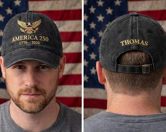 Personalisierte Amerika 250 gestickte Mütze, individuelle Name Dad Cap, 1776-2026 Flagge