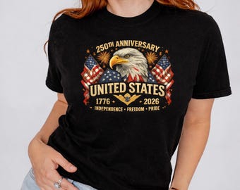 250-jähriges Jubiläum USA Adler Shirt 1776-2026, Bunch-Vereinigte Staaten T-Shirt 2D, Unabhängigkeit Freiheit Stolz Geschenk für 4. Juli