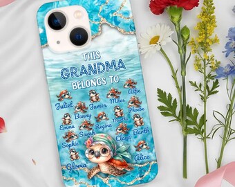 Personalisierte Oma Telefon Fall Diese Oma gehört Benutzerdefinierte Namen Schildkröte Ocean Design Geschenk für Nana iPhone Samsung Alle Handys