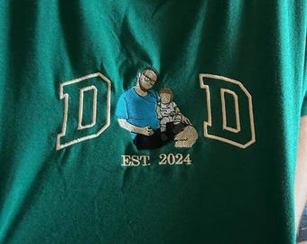 Individuell gesticktes Foto, gesticktes Vatershirt, individuell gesticktes Vater-T-Shirt, individuell gesticktes Vater-T-Shirt, Sweatshirt-Hoodie-Shirt