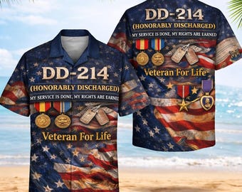 DD214 Honorable Discharge Hawaiian Shirt Veteran For Life Patriotic Military Aloha Shirt Funny DD214 Gift For Men Women US