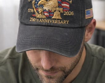 Vaterländischer Adler gestickter Hut, gestickter Adlerhut zum 250-jährigen Jubiläum, personalisierte Vaterlandkappe