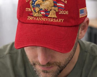 Gorra de águila bordada del 250.º aniversario, gorra patriótica bordada con águila, gorra patriótica personalizada